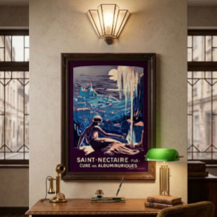 Saint-Nectaire, France Art Deco Vintage Tourism Poster