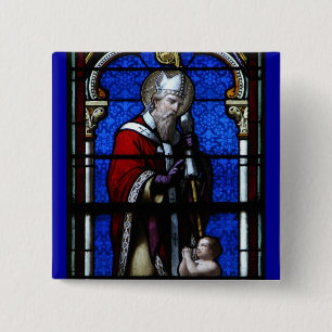 Saint Nicholas Blessings Stained Glass 15 Cm Square Badge