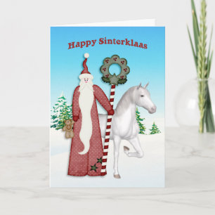 Saint Nicholas, Horse, Happy Sinterklaas Holiday Card