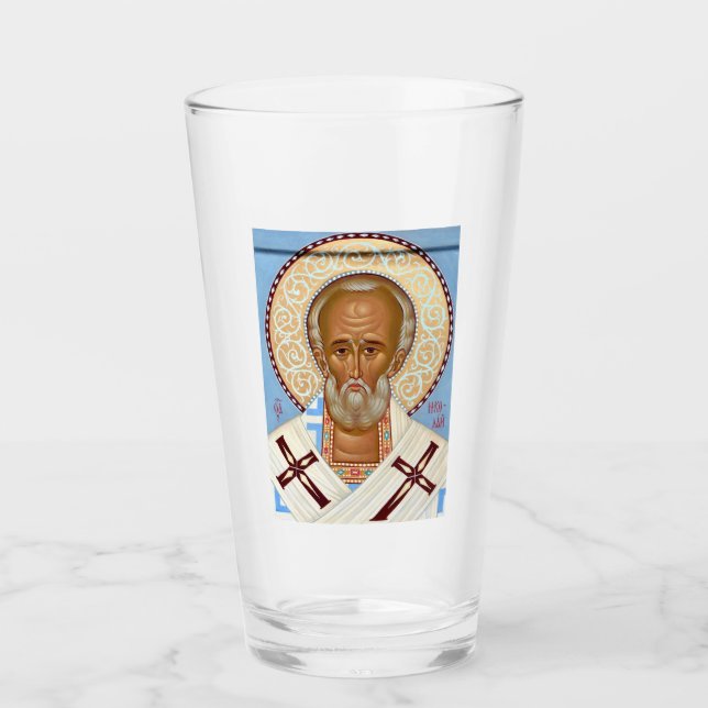Saint Nicholas of Myra Premium Orthodox Art Glass (Front)