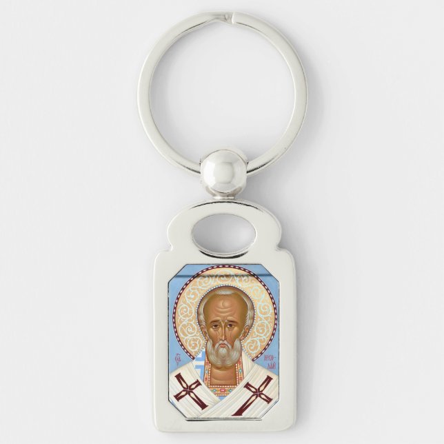 Saint Nicholas of Myra Premium Orthodox Art Key Ring (Front)