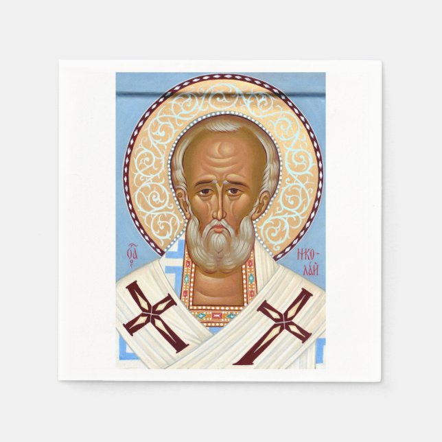 Saint Nicholas of Myra Premium Orthodox Art Napkin (Front)