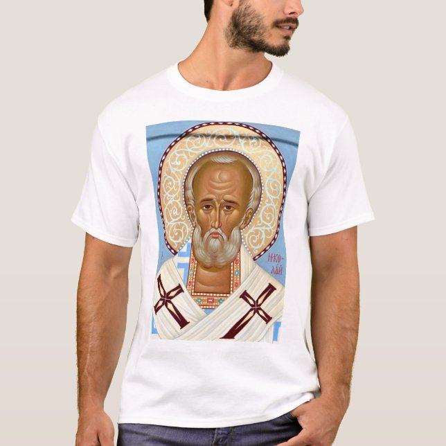 Saint Nicholas of Myra Premium Orthodox Art T-Shirt (Front)