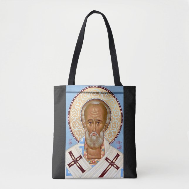 Saint Nicholas of Myra Premium Orthodox Art Tote Bag (Front)