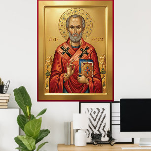 Saint Nicholas orthodox  icon Poster