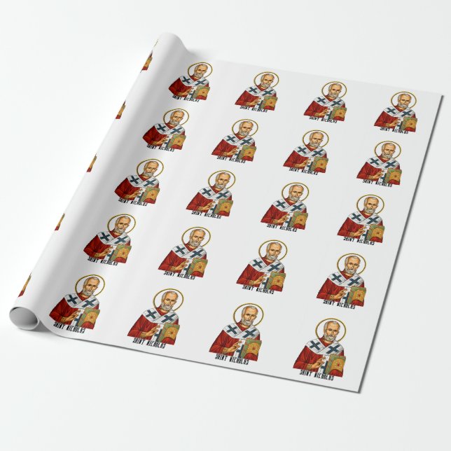 Saint Nicholas orthodox serbian saints icon Wrapping Paper (Unrolled)