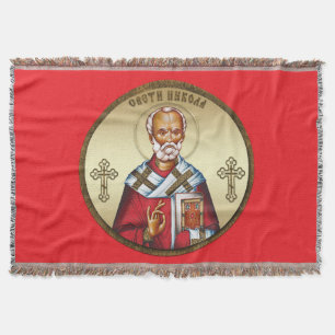 Saint Nicholas serbian Throw Blanket
