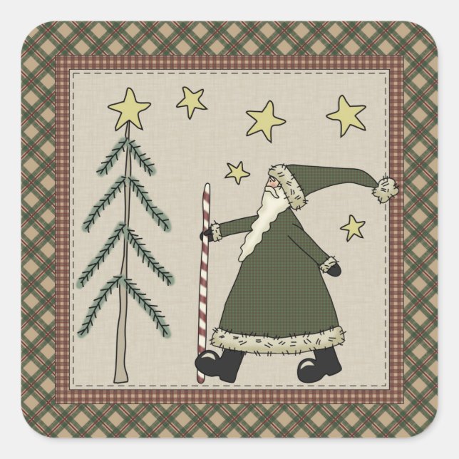 Saint Nick Holiday Scene Square Sticker (Front)