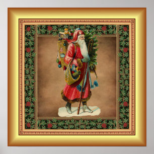 Saint Nickolas, Christmas Gifts, Gold Background Poster