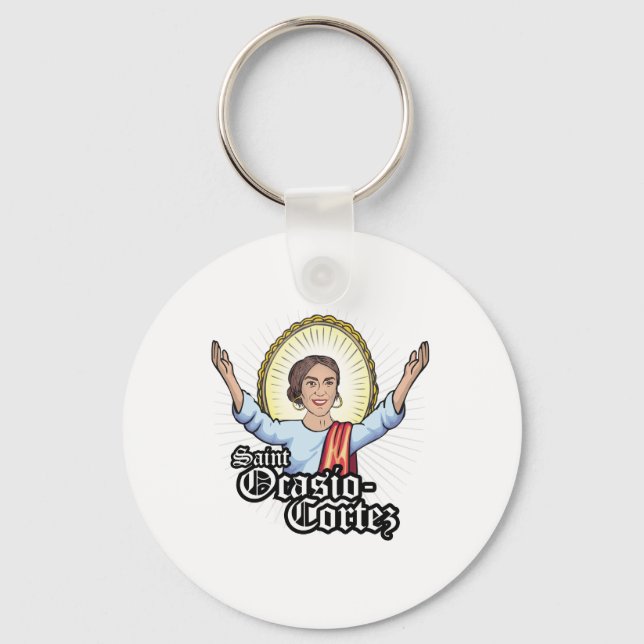 Saint Ocasio-Cortez Key Ring (Front)