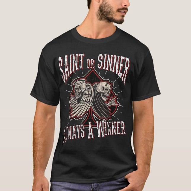 Saint or Sinner Vintage Retro Rock n Roll Tattoo R T-Shirt (Front)