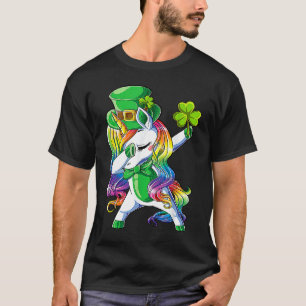 Saint Paddys Dabbing Unicorn Shamrock Lucky St Pat T-Shirt