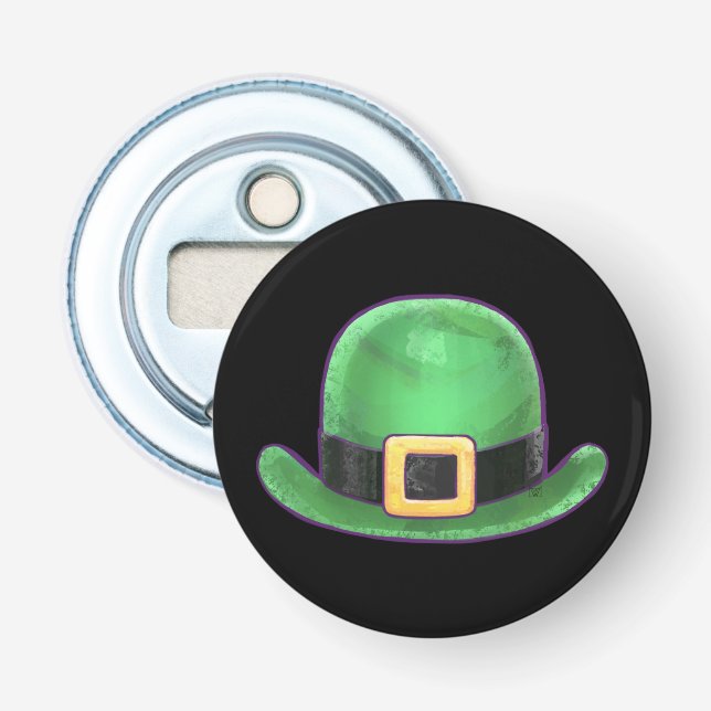 Saint Paddys Day Green Derby Hat Bottle Opener (Front)