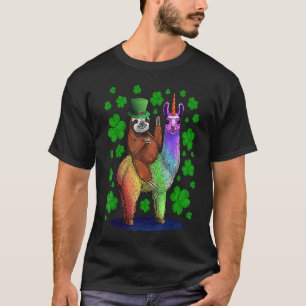 Saint Paddys Lama Sloth Shamrock Lucky St Patricks T-Shirt