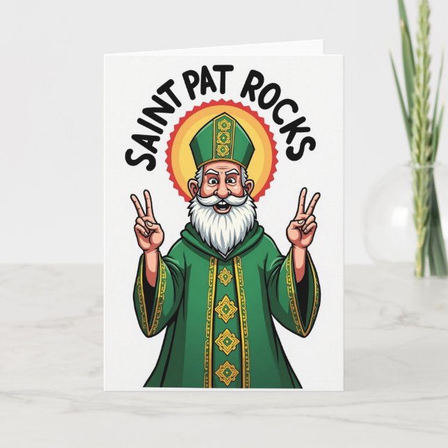 Saint Pat Rocks Modern Card (Front)