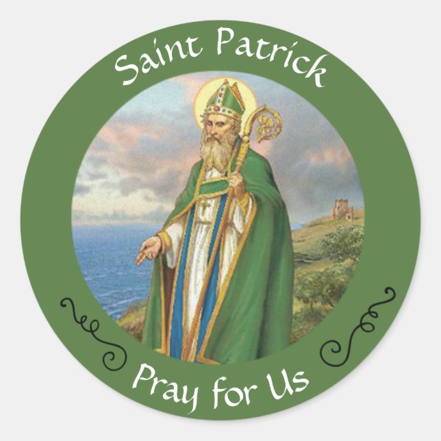 Saint Patrick Catholic Bishop Classic Round Sticker (Front)