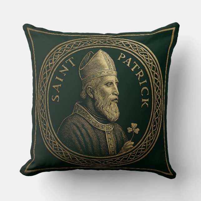 Saint Patrick Celtic Emblem Decorative Cushion (Front)