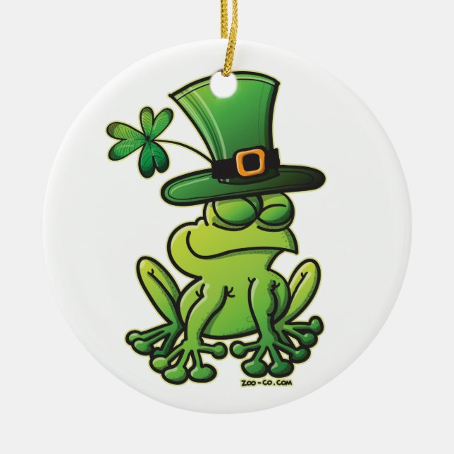 Saint-Patrick-Day-Frog Ceramic Ornament (Front)