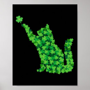 Saint Patrick Day Shamrock Cat Lucky St Patricks D Poster