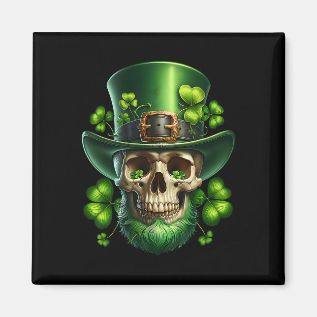 Saint Patrick Irish Sugar Skull Day Of Dead St Pat Magnet (Front)