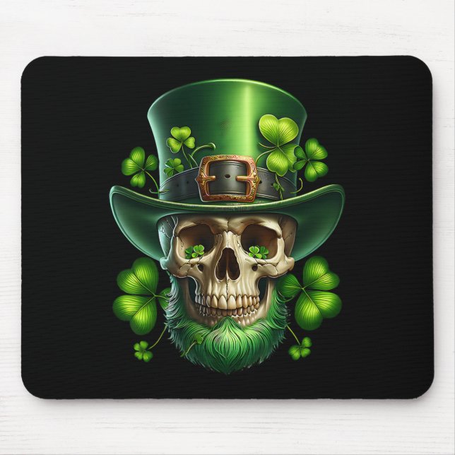 Saint Patrick Irish Sugar Skull Day Of Dead St Pat Mouse Pad (Front)