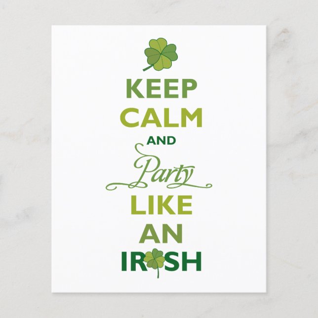 SAINT PATRICK Keep Calm And Party Like An Irish Flyer (Front)