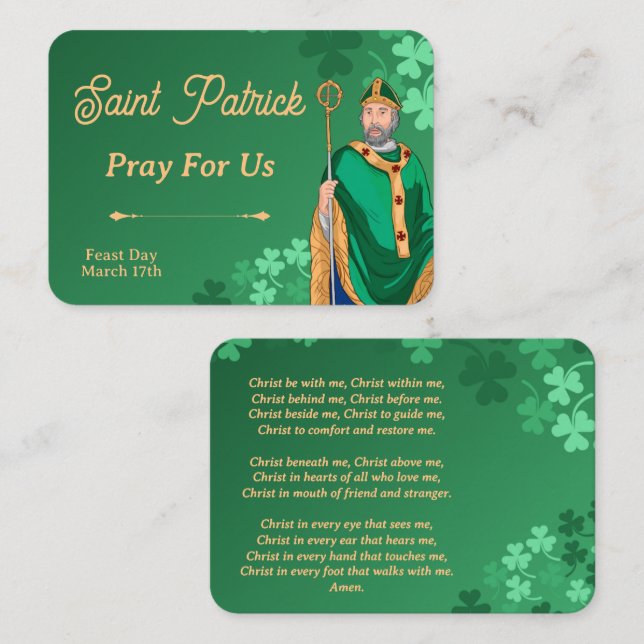 Saint Patrick Prayer Card – Breastplate Prayer (Front/Back)