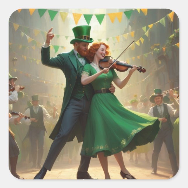 Saint Patrick´s Dance Square Sticker (Front)