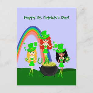 Saint Patrick’s Day Girl Leprechauns Postcard