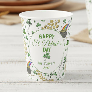Saint Patrick’s Day Shamrocks & Gold Coins Paper Cups