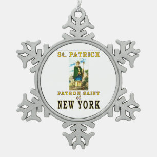 SAINT PATRICK SNOWFLAKE PEWTER CHRISTMAS ORNAMENT