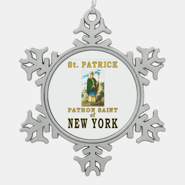 SAINT PATRICK SNOWFLAKE PEWTER CHRISTMAS ORNAMENT (Front)