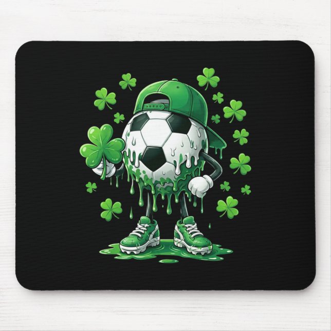 Saint Patrick Soccer Ll Guy With Clover For Player Mouse Pad (Front)