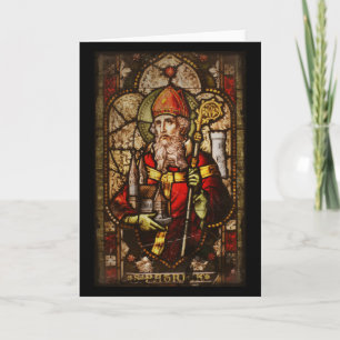 Saint Patrick Stained Glass Aged Card
