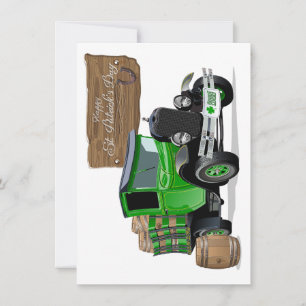 Saint Patrick vintage Cartoon Christmas firetruck