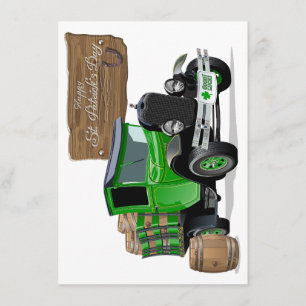 Saint Patrick vintage Cartoon Christmas firetruck Enclosure Card