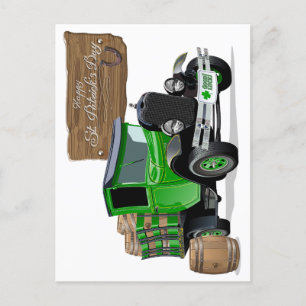 Saint Patrick vintage Cartoon Christmas firetruck Postcard