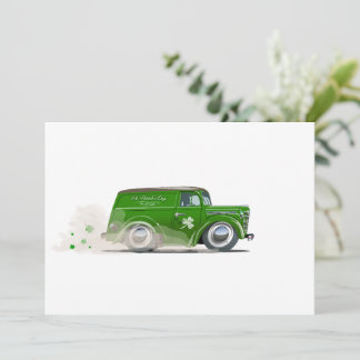  Saint Patrick vintage Cartoon Van Holiday Card