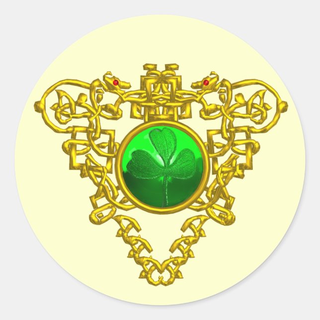 SAINT PATRICK'S CELTIC HEART CLASSIC ROUND STICKER (Front)