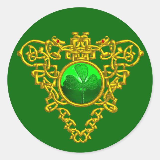 SAINT PATRICK'S CELTIC HEART CLASSIC ROUND STICKER (Front)