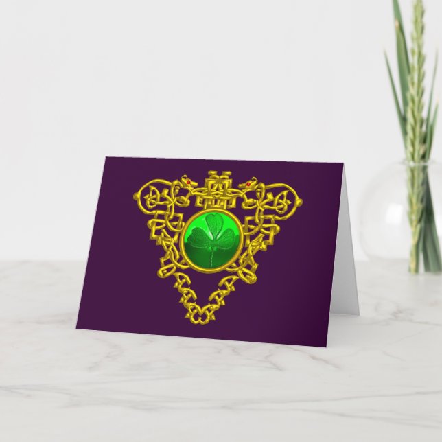 SAINT PATRICK'S CELTIC HEART,purple,white Card (Front)