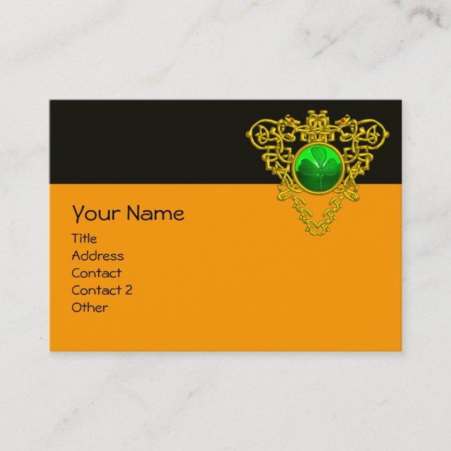 SAINT PATRICK'S CELTIC HEART,SHAMROCK, black white Business Card (Front)