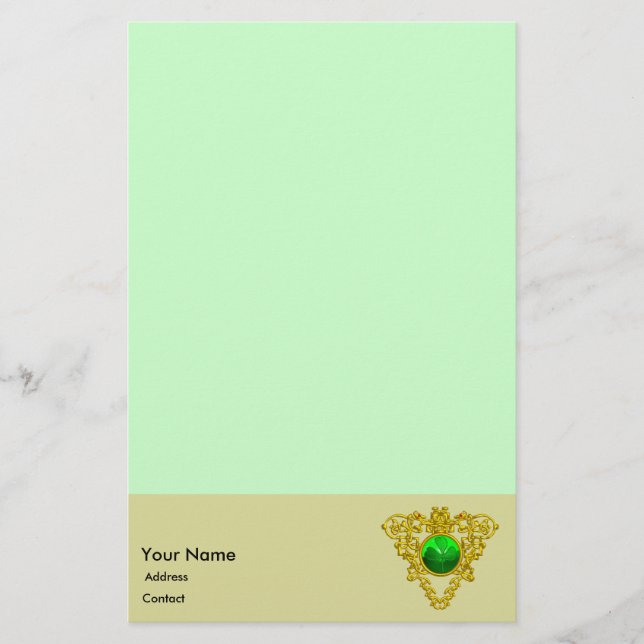 SAINT PATRICK'S CELTIC HEART,SHAMROCK Light Green Stationery (Front)