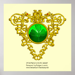 SAINT PATRICK'S CELTIC HEART,SHAMROCK POSTER