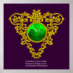 SAINT PATRICK'S CELTIC HEART,SHAMROCK,purple Poster