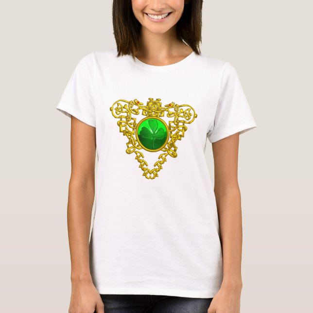 SAINT PATRICK'S CELTIC HEART WITH GREEN SHAMROCK T-Shirt (Front)