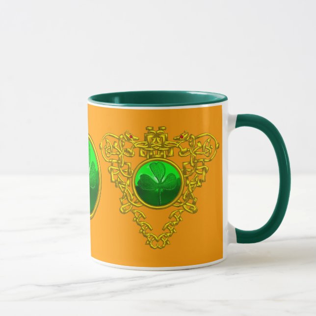 SAINT PATRICK'S CELTIC KNOTS HEART WITH SHAMROCK MUG (Right)