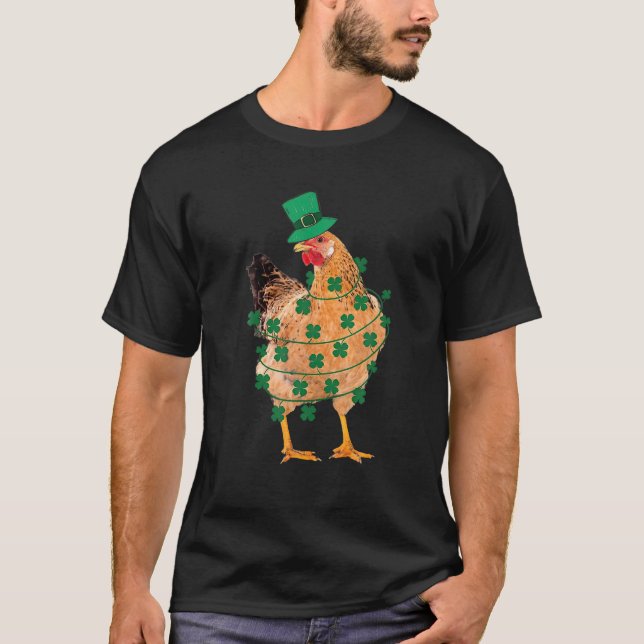 Saint Patrick's Chicken Irish Shamrock Cute Hat T-Shirt (Front)