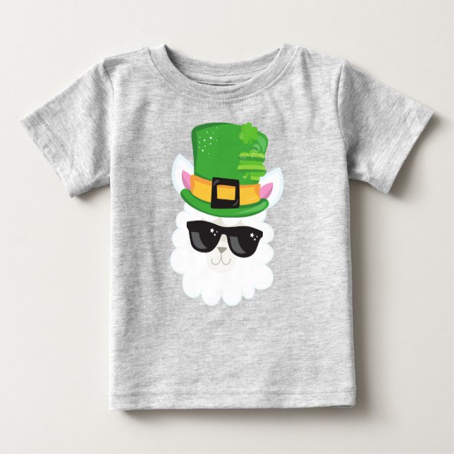 Saint Patrick's Day, Alpaca, Llama, Leprechaun Hat Baby T-Shirt (Front)