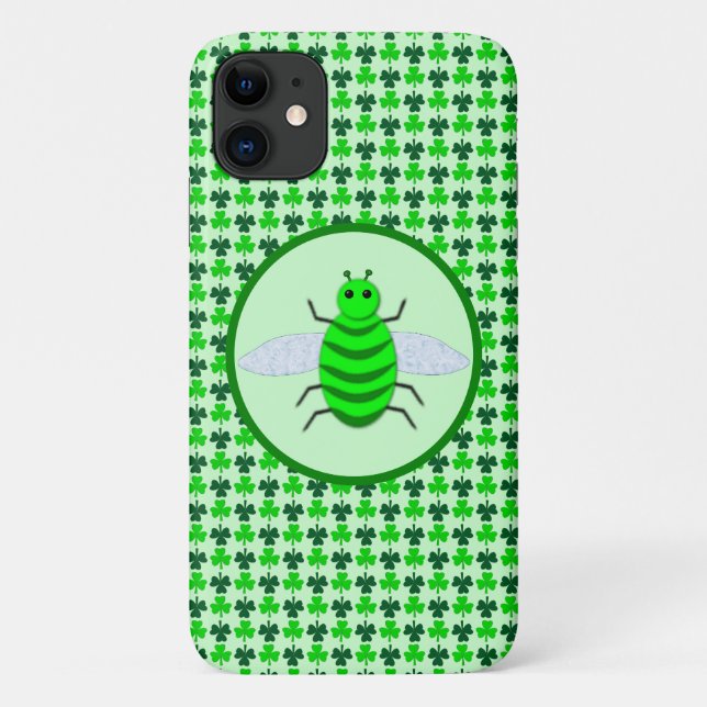 Saint Patricks Day Bee and Shamrocks Case-Mate iPhone Case (Back)